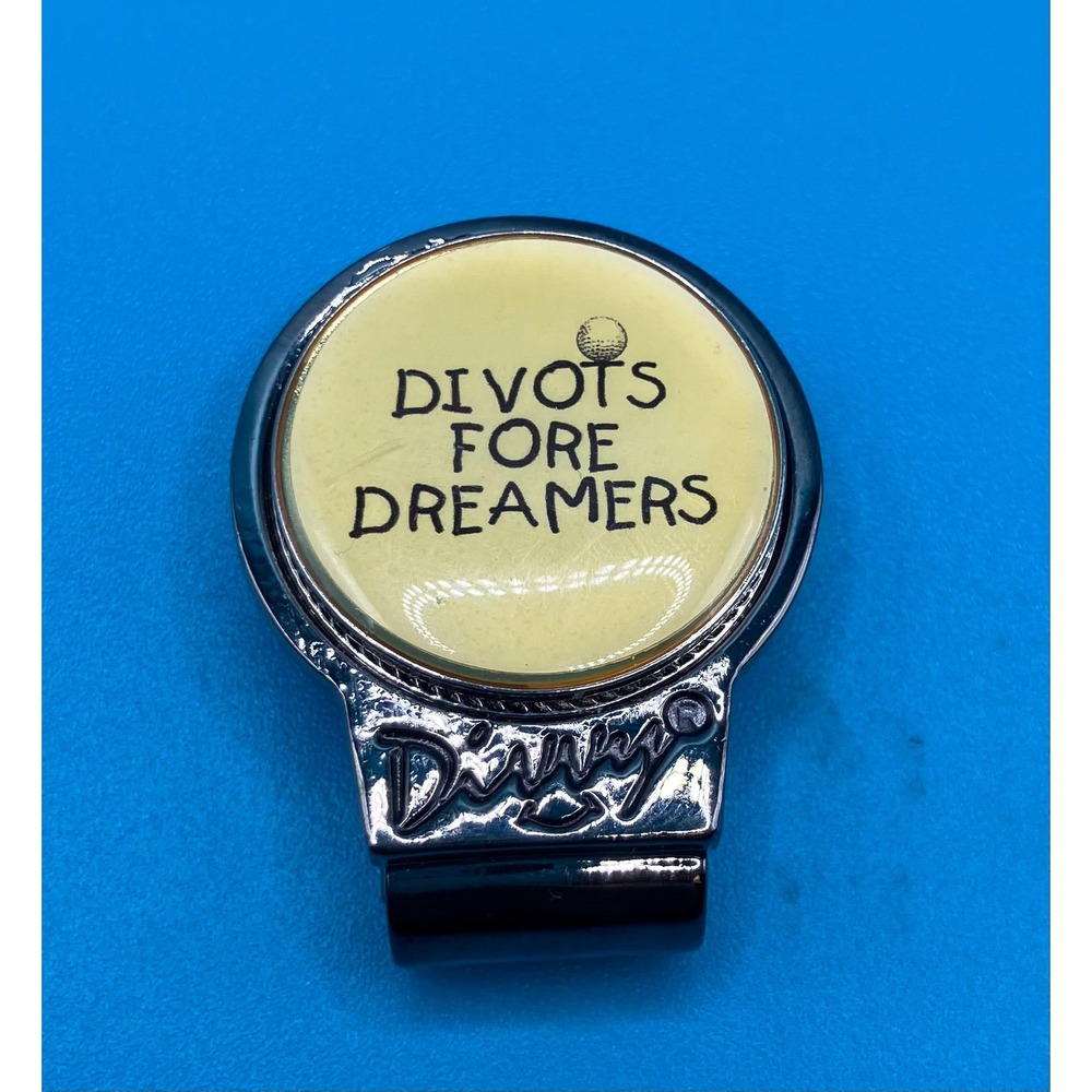 Divvy Golf Ball Marker Hat Clip OS Yellow Divots Fore Dreamers Vintage